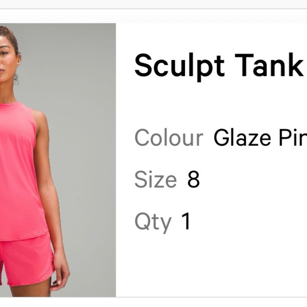 Lululemon Sculpt Tank Top - Pink